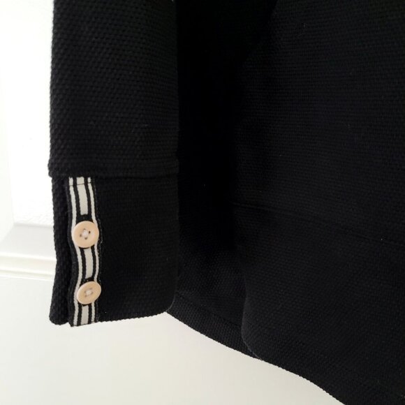 T by Talbots Black Honeycomb Pique Button Cuff Pullover Top - Picture 4 of 8